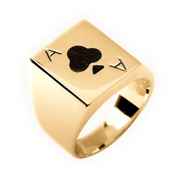 Ace Of Club Wood GOLD Ring